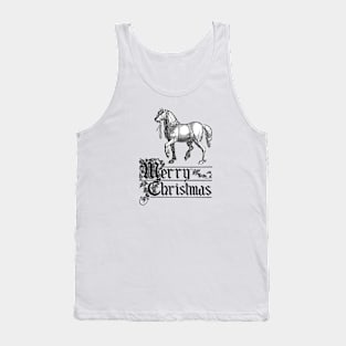 Merry Christmas with Horse Antique Vintage Illustration Tank Top